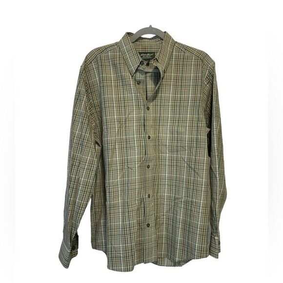 Eddie Bauer Green Plaid Dress Shirt - Picture 1 of 4